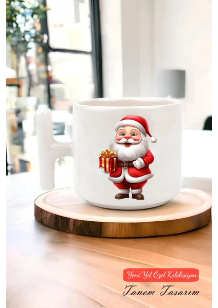 Yeni Yıl Yılbaşı Noel Tasarımlı T Kulp Seramik Kupa 2