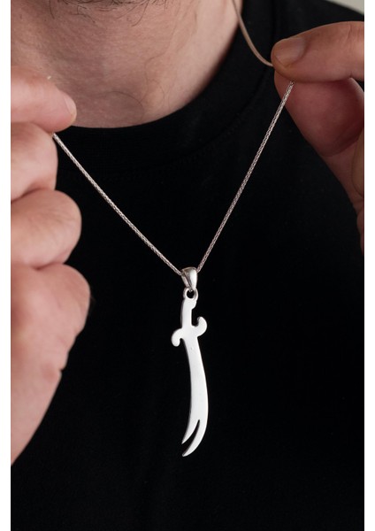 Gümüş Sade Hz Ali Zülfikar Kılıç Kılıcı Erkek Kolye