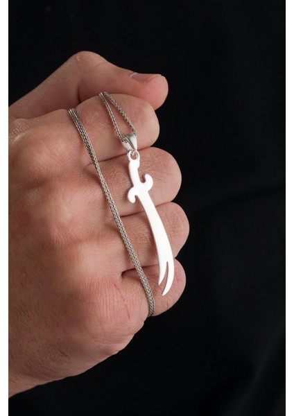 Gümüş Sade Hz Ali Zülfikar Kılıç Kılıcı Erkek Kolye modelleri