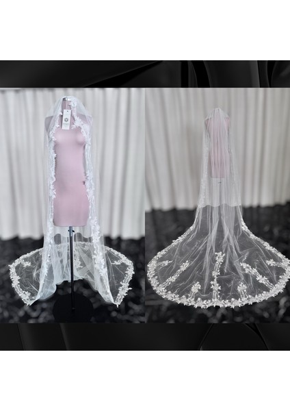NARİN MODA GELİNLİK UZUN DANTELLİ DUVAK