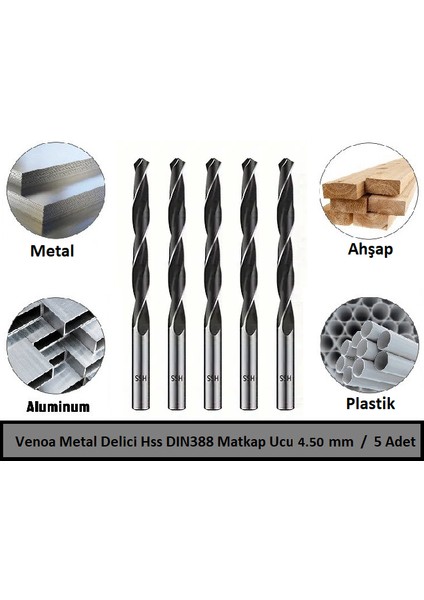 Metal Delici Hss DIN388 Matkap Ucu 4.50 mm Paket 5 Li