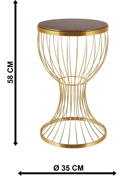 Tarz 2 Yönlü Gold Kaplamalı Ceviz Sehpa