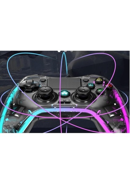 Ape Rgb Gamepad Oyun Kolu Şeffaf 1000 Mah Kablosuz Ps3-Ps4-Tv-Pc-Ios Uyumlu Wirelles