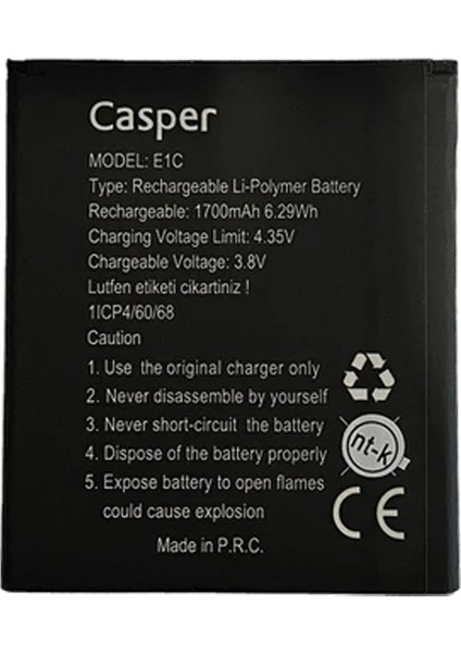 Casper Via E1C Uyumlu Batarya Pil Sıfır Orijinal