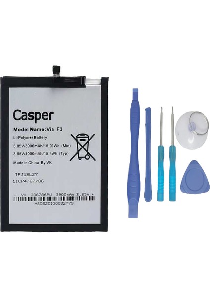 Casper Via F3 Uyumlu Batarya Pil Sıfır Orijinal + Tamir Seti