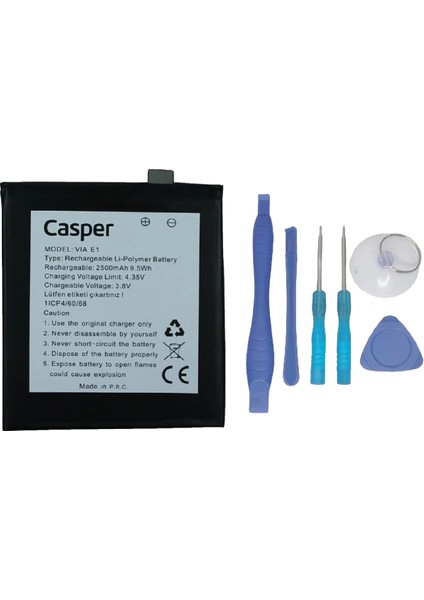 Casper Via E1 Uyumlu Batarya Pil Sıfır Orijinal + Tamir Seti