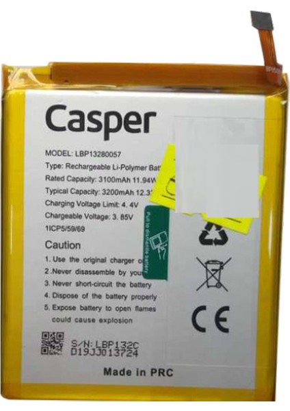 Casper Via E3 Uyumlu Batarya Pil Sıfır Orijinal