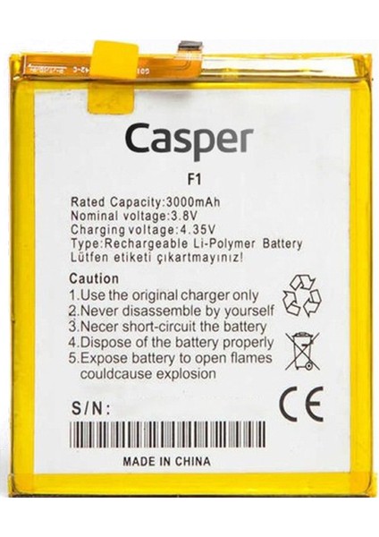 Casper Via F1 Uyumlu Batarya Pil Sıfır Orijinal
