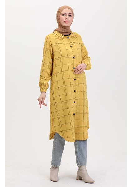 Tüvit Düğmeli Tunik 0564-02 Hardal