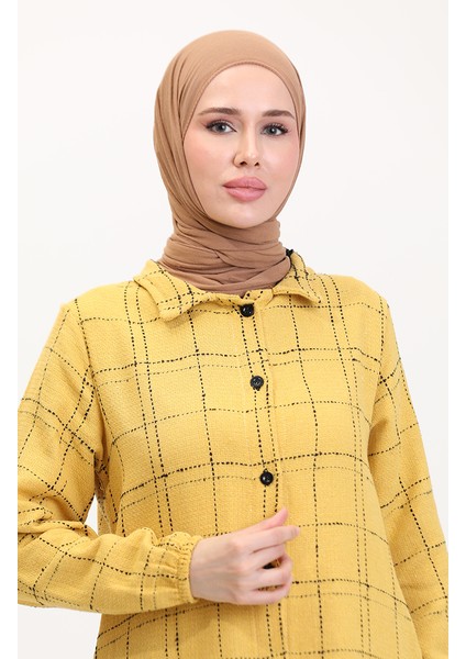 Tüvit Düğmeli Tunik 0564-02 Hardal modelleri