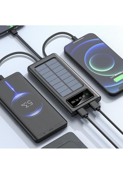 Ape Solar 10.000 mAh Güneş Enerjili LED Işıklı Powerbank Şarj Aleti 2x USB Çıkışlı Mikro Tycp