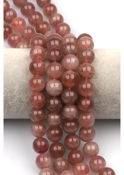 Madagaskar Pembe Kuvars Doğaltaş Dizi 12 mm Küre Kesim