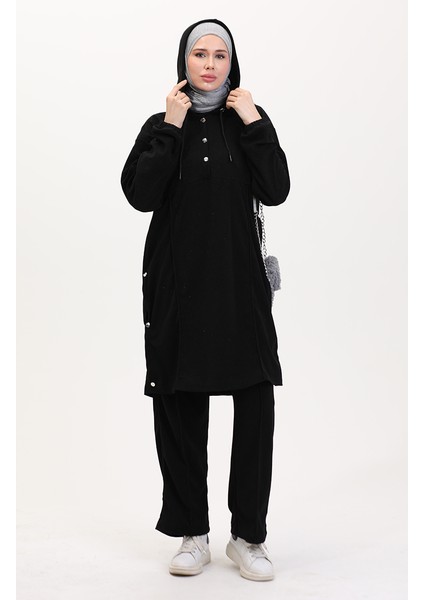 Kapüşonlu Tunik Pantolon Ikili Takım 0567-01 Siyah fiyatları