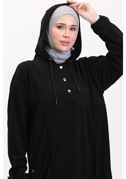 Kapüşonlu Tunik Pantolon Ikili Takım 0567-01 Siyah modelleri