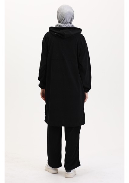 Kapüşonlu Tunik Pantolon Ikili Takım 0567-01 Siyah indirimleri