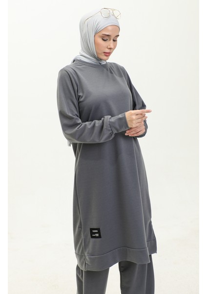 Iki Ip Tunik Pantolon Ikili Takım 0044-16 Koyu Gri modelleri