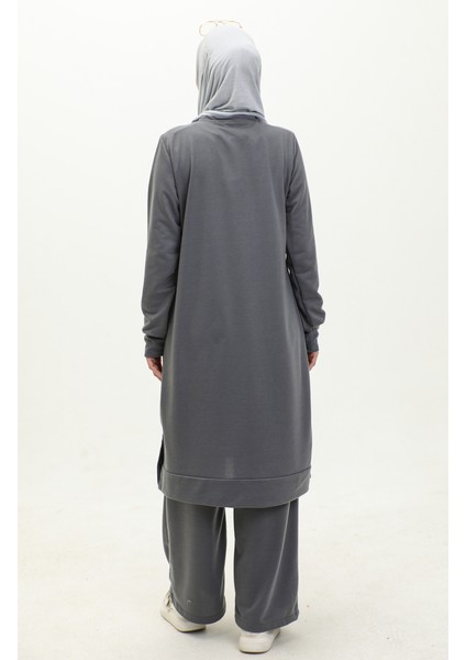 Iki Ip Tunik Pantolon Ikili Takım 0044-16 Koyu Gri indirimleri