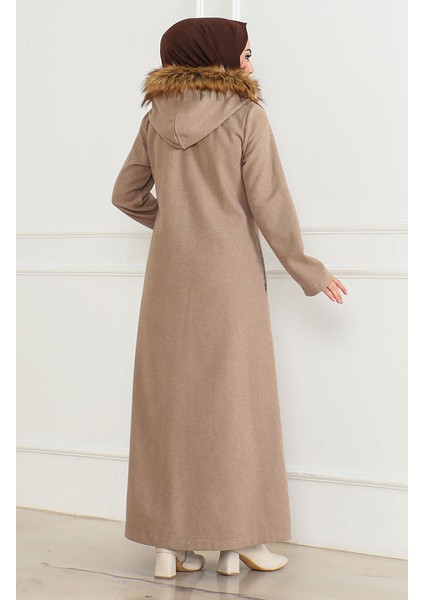 Kapüşonlu Kürklü Kaban 2058-02 Vizon modelleri