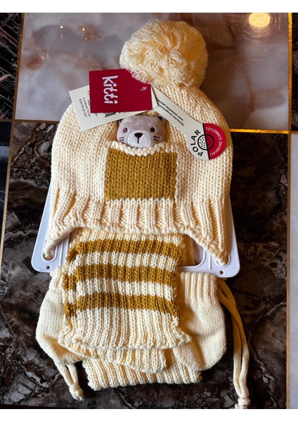 0-18 Ay Atkı Bere Eldiven Takımı Peluş Teddy