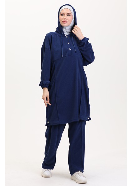 Kapüşonlu Tunik Pantolon Ikili Takım 0567-05 Saks fiyatları