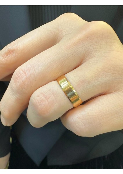 22 Ayar Altın 5 mm Düz Kibrit Çöpü Modeli Çok Şık Alyans Yüzük