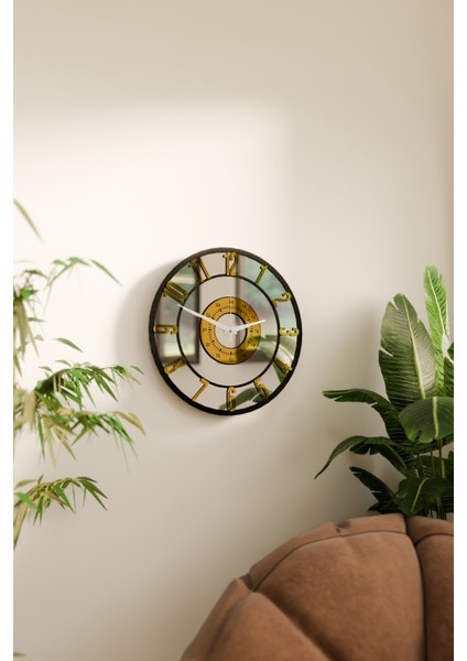 Acar Grafik Dekoratif Lüx Aynalı Pleksili Duvar Saati