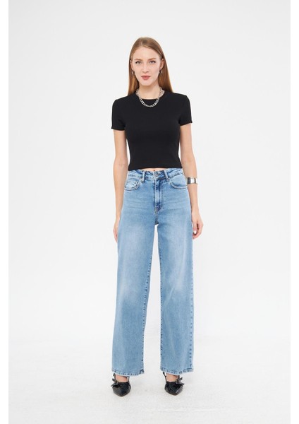 Bisiklet Yaka Kısa Kol Badi Crop Coton Body 4020