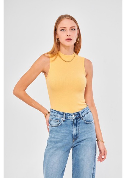 Kadın Sıfır Kol Fitilli Badi Coton Body 6027