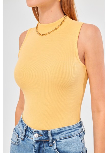 Kadın Sıfır Kol Fitilli Badi Coton Body 6027