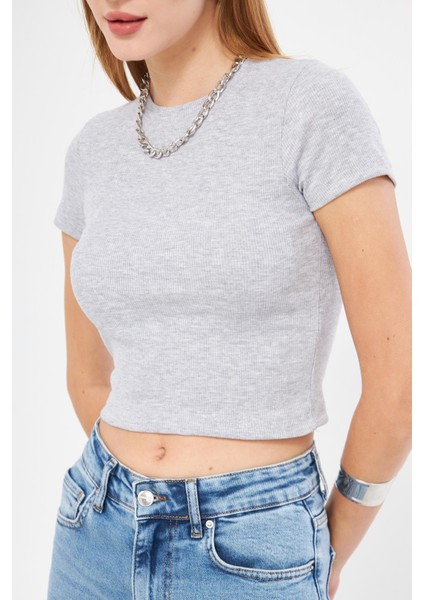 Bisiklet Yaka Kısa Kol Badi Crop Coton Body 4020 indirimleri