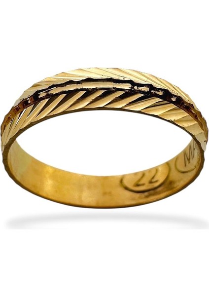 22 Ayar Altın 4 mm Başak Modeli Çok Şık Alyans Yüzük