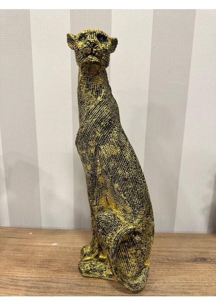 Altın Renkli Şık ve Dekoratif Leopar Heykeli, Biblo, Dekoratif Obje modelleri