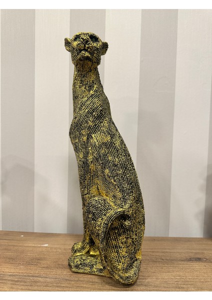 Altın Renkli Şık ve Dekoratif Leopar Heykeli, Biblo, Dekoratif Obje fırsatları