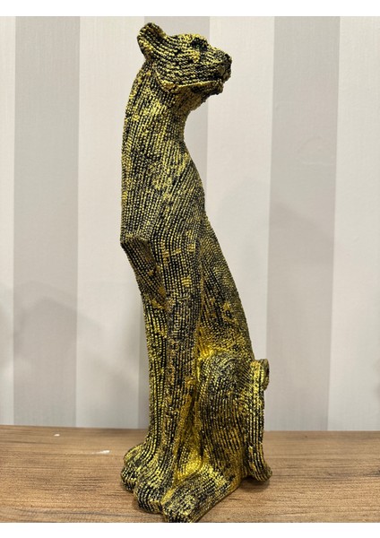 Altın Renkli Şık ve Dekoratif Leopar Heykeli, Biblo, Dekoratif Obje indirimleri