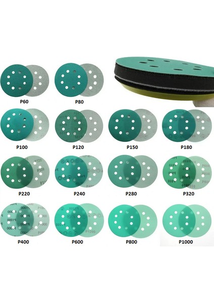 Paslanmaz Metal Ahşap Delikli Cırt Zımpara Kağıdı 125 mm 10 Parça - 240 Kum