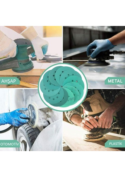 Paslanmaz Metal Ahşap Delikli Cırt Zımpara Kağıdı 125 mm 10 Parça - 240 Kum