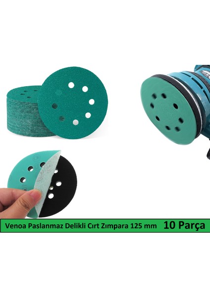 Paslanmaz Metal Ahşap Delikli Cırt Zımpara Kağıdı 125 mm 10 Parça - 240 Kum