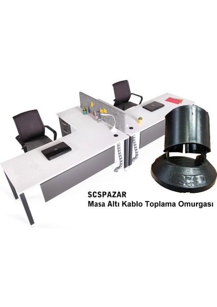 MASA ALTI KABLO TOPLAMA OMURGASI - YUVARLAK - GRİ - 10 ADET