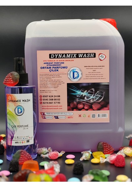 Çilek/strawberry Ortam Parfümü 2'li set Araç Parfümü Oto Parfümü 5 Lt - 250 ml