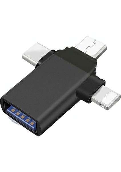 Micro USB Type-C Lightning To 4in1 Otg USB Çevirci Kamera Flash Bellek Adaptör - FC930