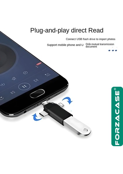 Micro USB Type-C Lightning To 4in1 Otg USB Çevirci Kamera Flash Bellek Adaptör - FC930 modelleri