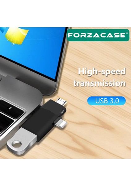 Micro USB Type-C Lightning To 4in1 Otg USB Çevirci Kamera Flash Bellek Adaptör - FC930 fırsatları