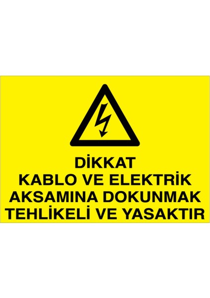 Dikkat Kablo ve Elektrik Uyarı Tabelası - 70 x 100 Alüminyum Kompozit Panel - K15
