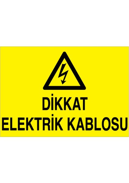 Dikkat Elektrik Kablosu Uyarı Tabelası - 50 x 70 Alüminyum Kompozit Panel - K13