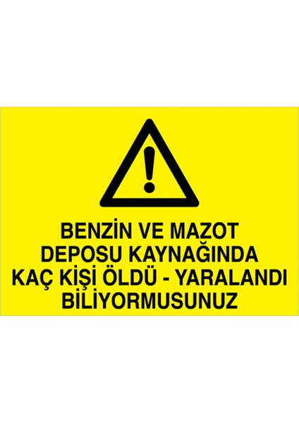 Benzin ve Mazot Uyarı Tabelası - 50 x 70 Foreks - Kay1