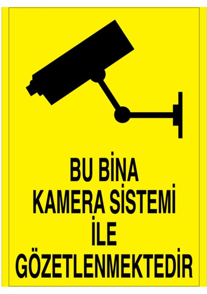 Bu Bina Kamera Sistemi İle Gözetlenmektedir Uyarı Tabelası - 70 x 100 Alüminyum Kompozit Panel - Kc3