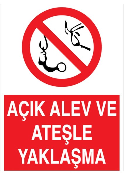 Açık Alev ve Ateşle Yaklaşma Uyarı Tabelası - 50 x 70 Foreks - AA19