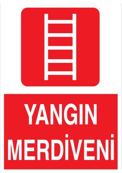 Yangın Merdiveni Uyarı Tabelası - 70 x 100 Alüminyum Kompozit Panel - Y45