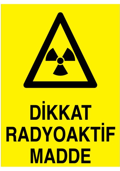 Dikkat Radyoaktif Madde Uyarı Tabelası - 35 x 50 Alüminyum Kompozit Panel - RLI12