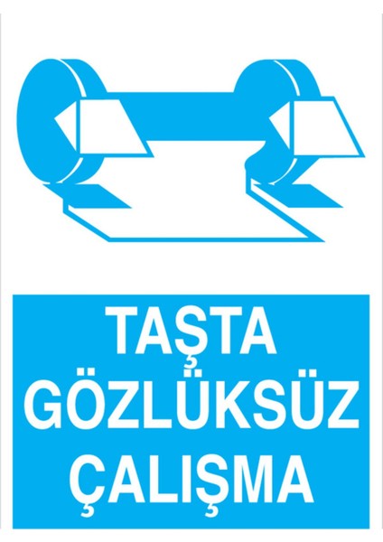 Taşta Gözlüksüz Çalışma Uyarı Tabelası - 35 x 50 Alüminyum Kompozit Panel - GK29